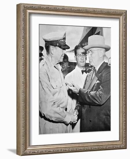 President Harry S. Truman (1884-1972) Meeting General Douglas Macarthur (1880-1964)-American Photographer-Framed Giclee Print