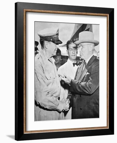 President Harry S. Truman (1884-1972) Meeting General Douglas Macarthur (1880-1964)-American Photographer-Framed Giclee Print