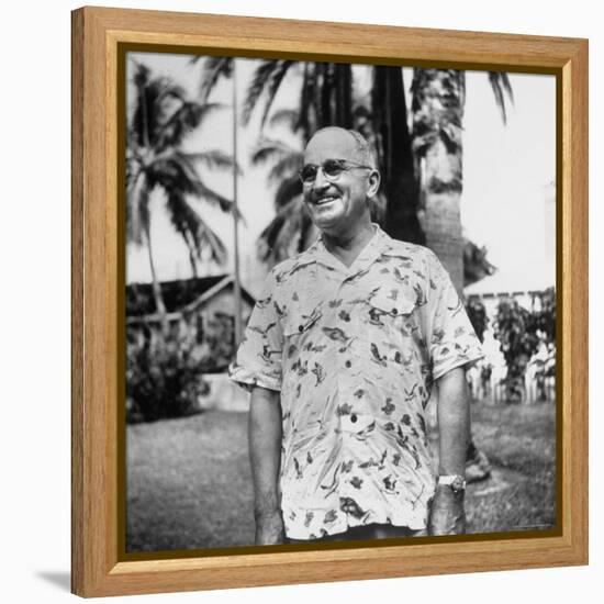 President Harry S. Truman, Arriving in Key West Wearing Hawaiian Shirt-George Skadding-Framed Premier Image Canvas