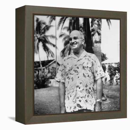 President Harry S. Truman, Arriving in Key West Wearing Hawaiian Shirt-George Skadding-Framed Premier Image Canvas