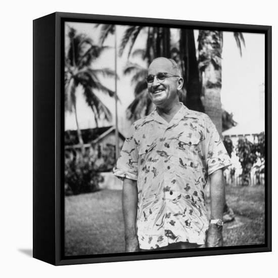 President Harry S. Truman, Arriving in Key West Wearing Hawaiian Shirt-George Skadding-Framed Premier Image Canvas