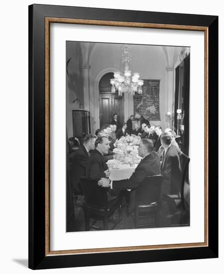 President Harry S. Truman Chatting with Members of Congress at a Dining Table-Bernard Hoffman-Framed Photographic Print