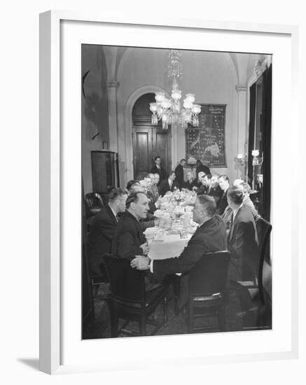 President Harry S. Truman Chatting with Members of Congress at a Dining Table-Bernard Hoffman-Framed Photographic Print