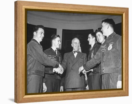 President Harry S. Truman Greeting Members of the Future Farmers of America-null-Framed Premier Image Canvas