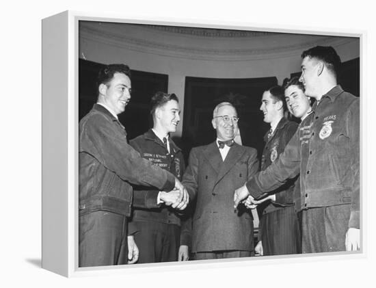 President Harry S. Truman Greeting Members of the Future Farmers of America-null-Framed Premier Image Canvas