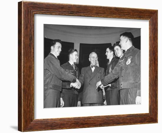 President Harry S. Truman Greeting Members of the Future Farmers of America-null-Framed Photographic Print