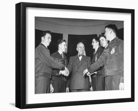 President Harry S. Truman Greeting Members of the Future Farmers of America-null-Framed Photographic Print