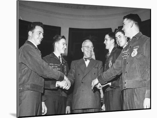 President Harry S. Truman Greeting Members of the Future Farmers of America-null-Mounted Photographic Print