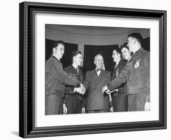 President Harry S. Truman Greeting Members of the Future Farmers of America-null-Framed Photographic Print