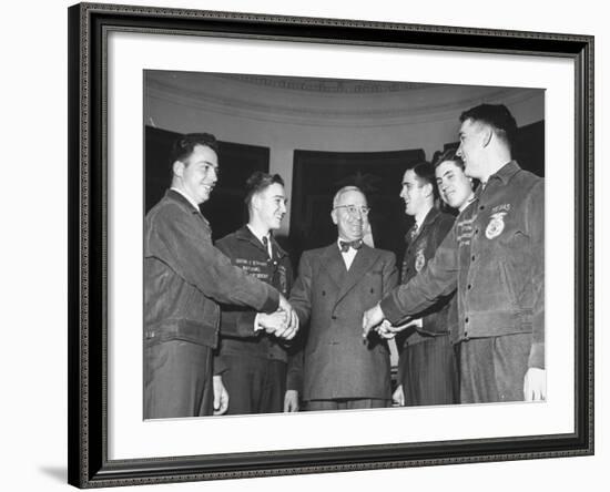 President Harry S. Truman Greeting Members of the Future Farmers of America-null-Framed Photographic Print