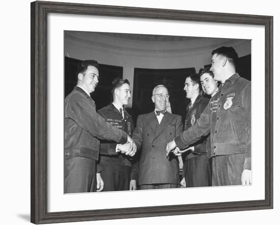 President Harry S. Truman Greeting Members of the Future Farmers of America-null-Framed Photographic Print