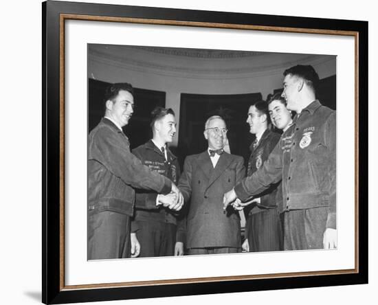 President Harry S. Truman Greeting Members of the Future Farmers of America-null-Framed Photographic Print