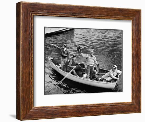 President Harry S. Truman Standing in Rowboat, Fishing with Others-George Skadding-Framed Photographic Print