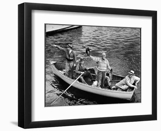 President Harry S. Truman Standing in Rowboat, Fishing with Others-George Skadding-Framed Photographic Print