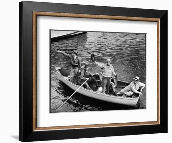 President Harry S. Truman Standing in Rowboat, Fishing with Others-George Skadding-Framed Photographic Print