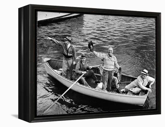 President Harry S. Truman Standing in Rowboat, Fishing with Others-George Skadding-Framed Premier Image Canvas