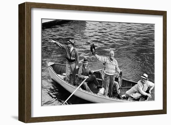 President Harry S. Truman Standing in Rowboat, Fishing with Others-George Skadding-Framed Premium Giclee Print