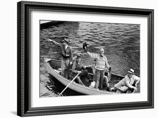 President Harry S. Truman Standing in Rowboat, Fishing with Others-George Skadding-Framed Premium Giclee Print