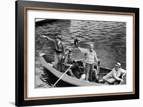 President Harry S. Truman Standing in Rowboat, Fishing with Others-George Skadding-Framed Giclee Print