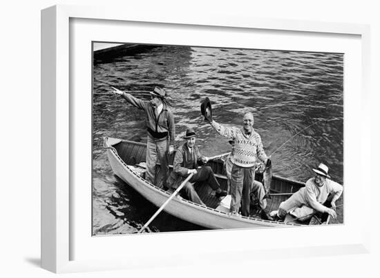 President Harry S. Truman Standing in Rowboat, Fishing with Others-George Skadding-Framed Giclee Print