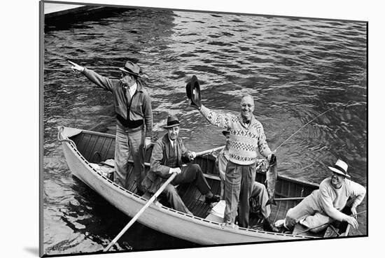 President Harry S. Truman Standing in Rowboat, Fishing with Others-George Skadding-Mounted Giclee Print