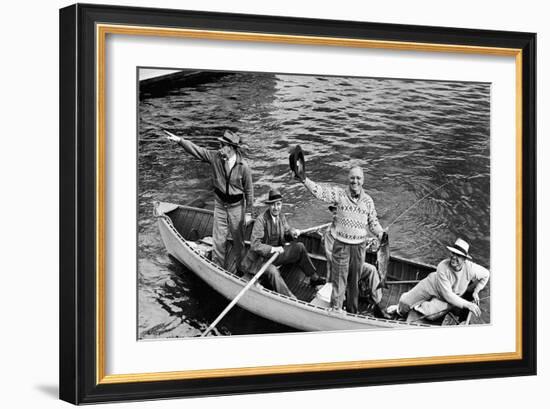 President Harry S. Truman Standing in Rowboat, Fishing with Others-George Skadding-Framed Giclee Print