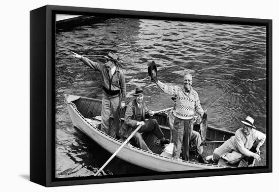 President Harry S. Truman Standing in Rowboat, Fishing with Others-George Skadding-Framed Premier Image Canvas