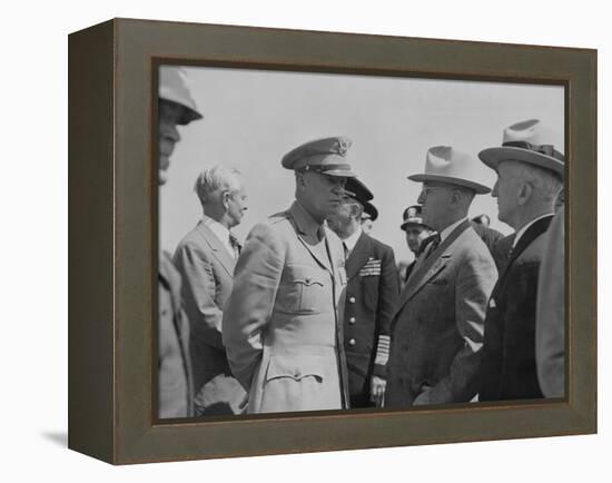 President Harry Truman and General Dwight Eisenhower Enroute to the Potsdam Conference-null-Framed Stretched Canvas