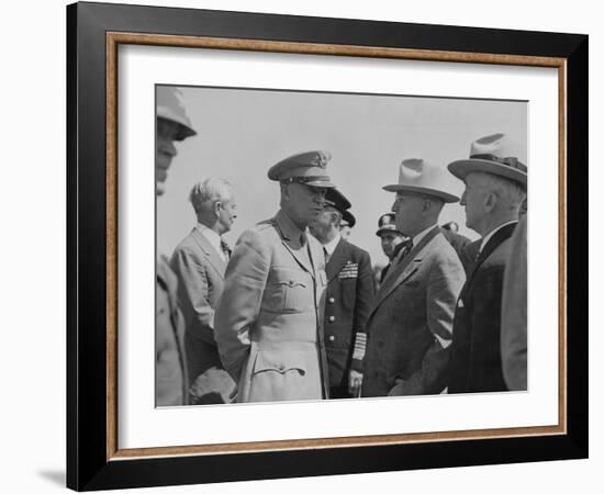 President Harry Truman and General Dwight Eisenhower Enroute to the Potsdam Conference-null-Framed Photo