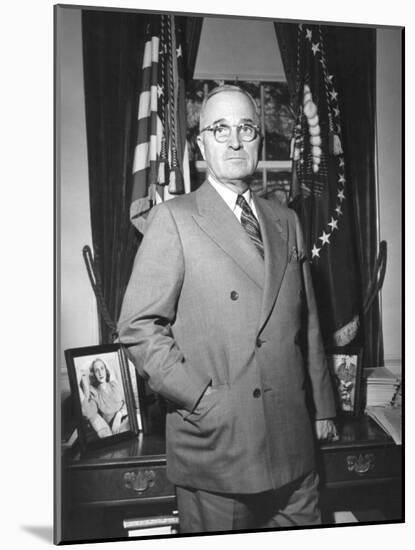 President Harry Truman at the White House Office, April 5, 1946-null-Mounted Photo
