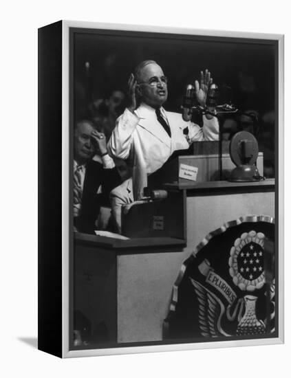 President Harry Truman Delivering His Acceptance Speech at Democratic National Convention-null-Framed Stretched Canvas