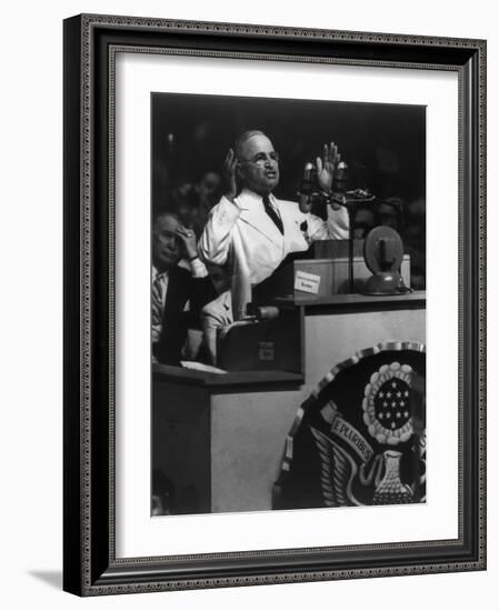 President Harry Truman Delivering His Acceptance Speech at Democratic National Convention-null-Framed Photo