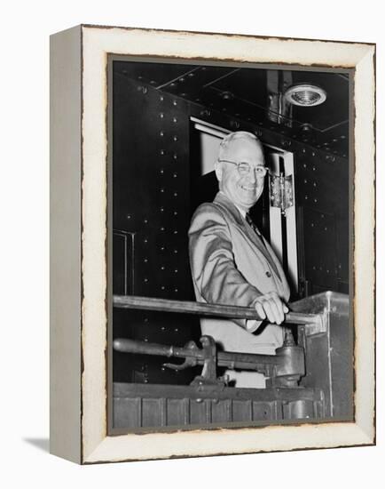President Harry Truman During His Whistle Stop Campaign in 1948-null-Framed Stretched Canvas