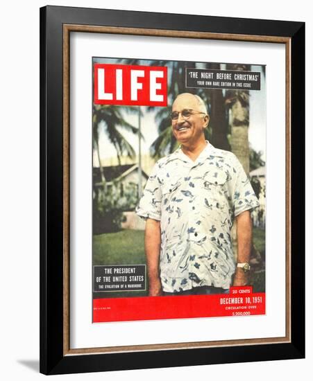 President Harry Truman in Casual Shirt, December 10, 1951-George Skadding-Framed Photographic Print