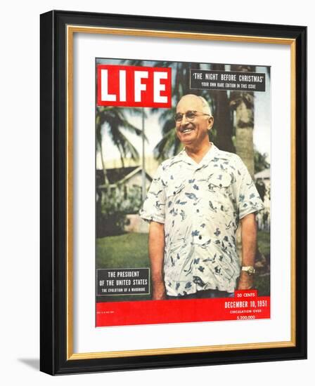 President Harry Truman in Casual Shirt, December 10, 1951-George Skadding-Framed Photographic Print