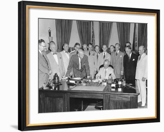 President Harry Truman Signing H.R. 5632, the National Security Act Amendments of 1949-null-Framed Photo