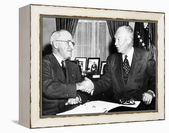 President Harry Truman with President Elect Dwight Eisenhower after Nov Elections, Nov 18, 1952-null-Framed Stretched Canvas