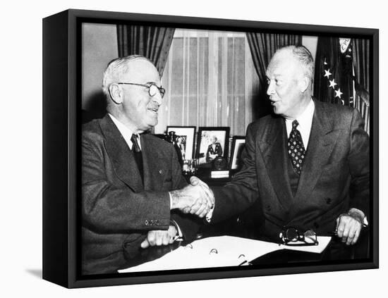 President Harry Truman with President Elect Dwight Eisenhower after Nov Elections, Nov 18, 1952-null-Framed Stretched Canvas