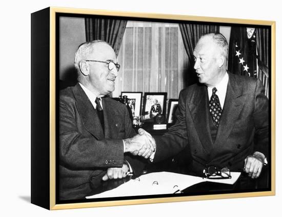 President Harry Truman with President Elect Dwight Eisenhower after Nov Elections, Nov 18, 1952-null-Framed Stretched Canvas