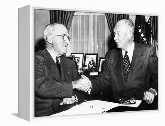 President Harry Truman with President Elect Dwight Eisenhower after Nov Elections, Nov 18, 1952-null-Framed Stretched Canvas