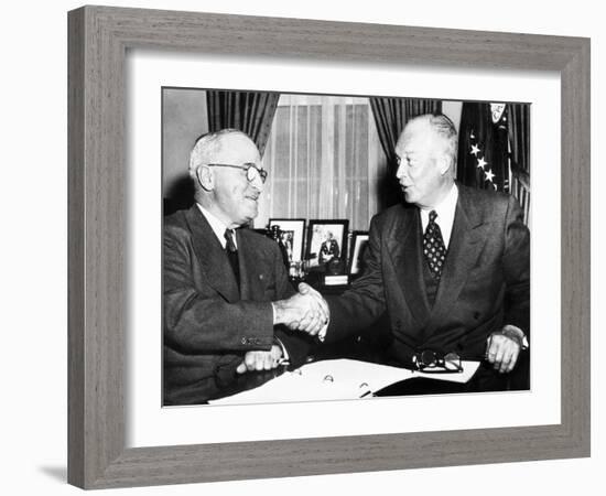 President Harry Truman with President Elect Dwight Eisenhower after Nov Elections, Nov 18, 1952-null-Framed Photo