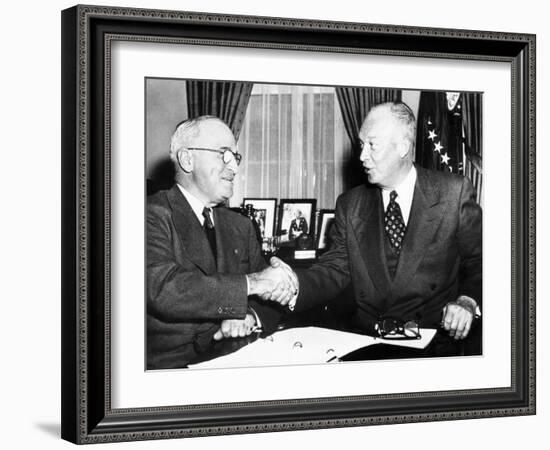 President Harry Truman with President Elect Dwight Eisenhower after Nov Elections, Nov 18, 1952-null-Framed Photo