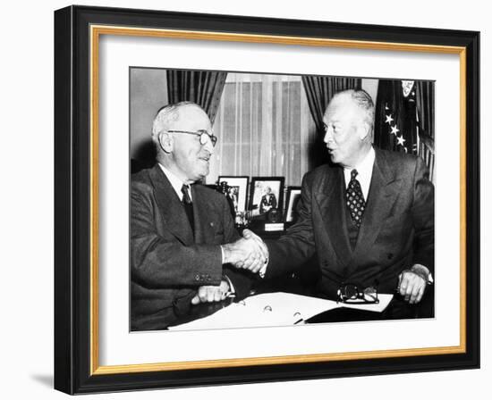 President Harry Truman with President Elect Dwight Eisenhower after Nov Elections, Nov 18, 1952-null-Framed Photo