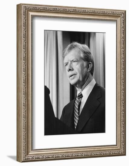 President Jimmy Carter announces sanctions against Iran in retaliation for taking US hostages, 1980-Marion S. Trikosko-Framed Photographic Print