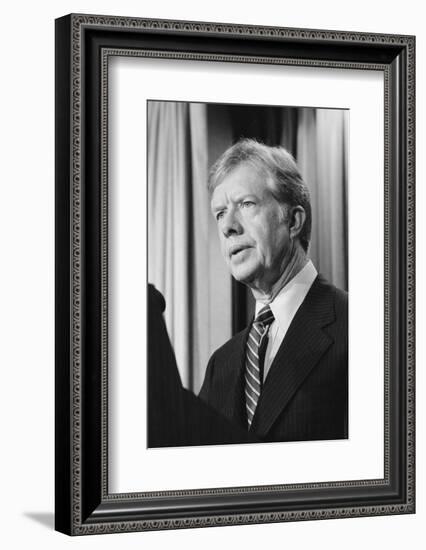 President Jimmy Carter announces sanctions against Iran in retaliation for taking US hostages, 1980-Marion S. Trikosko-Framed Photographic Print