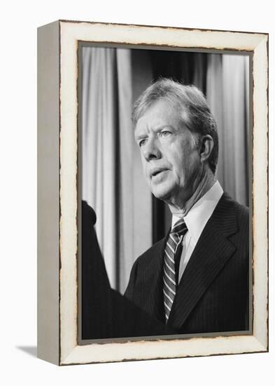 President Jimmy Carter announces sanctions against Iran in retaliation for taking US hostages, 1980-Marion S. Trikosko-Framed Premier Image Canvas