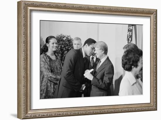 President Jimmy Carter Greets Mohammed Ali at a White House Dinner, Sept. 7, 1978-null-Framed Photo