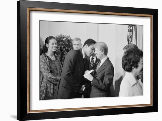 President Jimmy Carter Greets Mohammed Ali at a White House Dinner, Sept. 7, 1978-null-Framed Photo