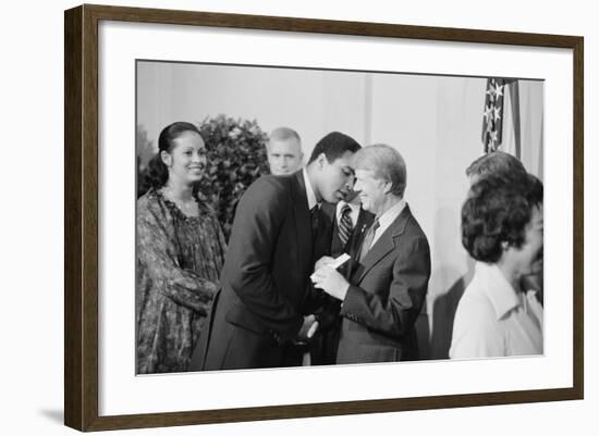 President Jimmy Carter Greets Mohammed Ali at a White House Dinner, Sept. 7, 1978-null-Framed Photo