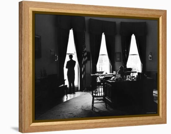 President John F. Kennedy and Attorney Gen. Robert F. Kennedy in the Oval Office at the White House-Art Rickerby-Framed Premier Image Canvas